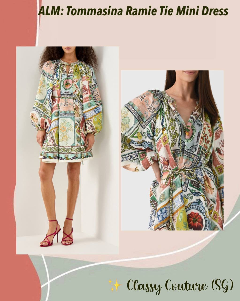 ALM Tommasina Ramie Tie Mini Dress Shirtdress