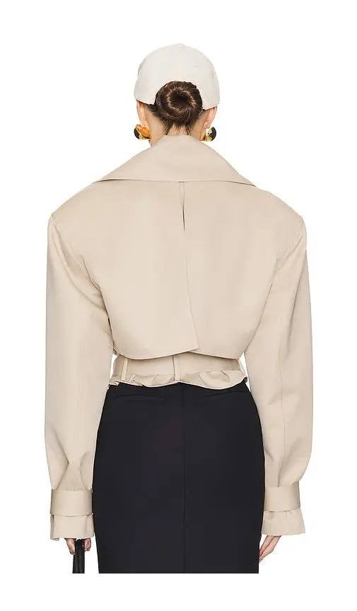 HS Oversized Cropped Trench Coat Jacket in Khaki