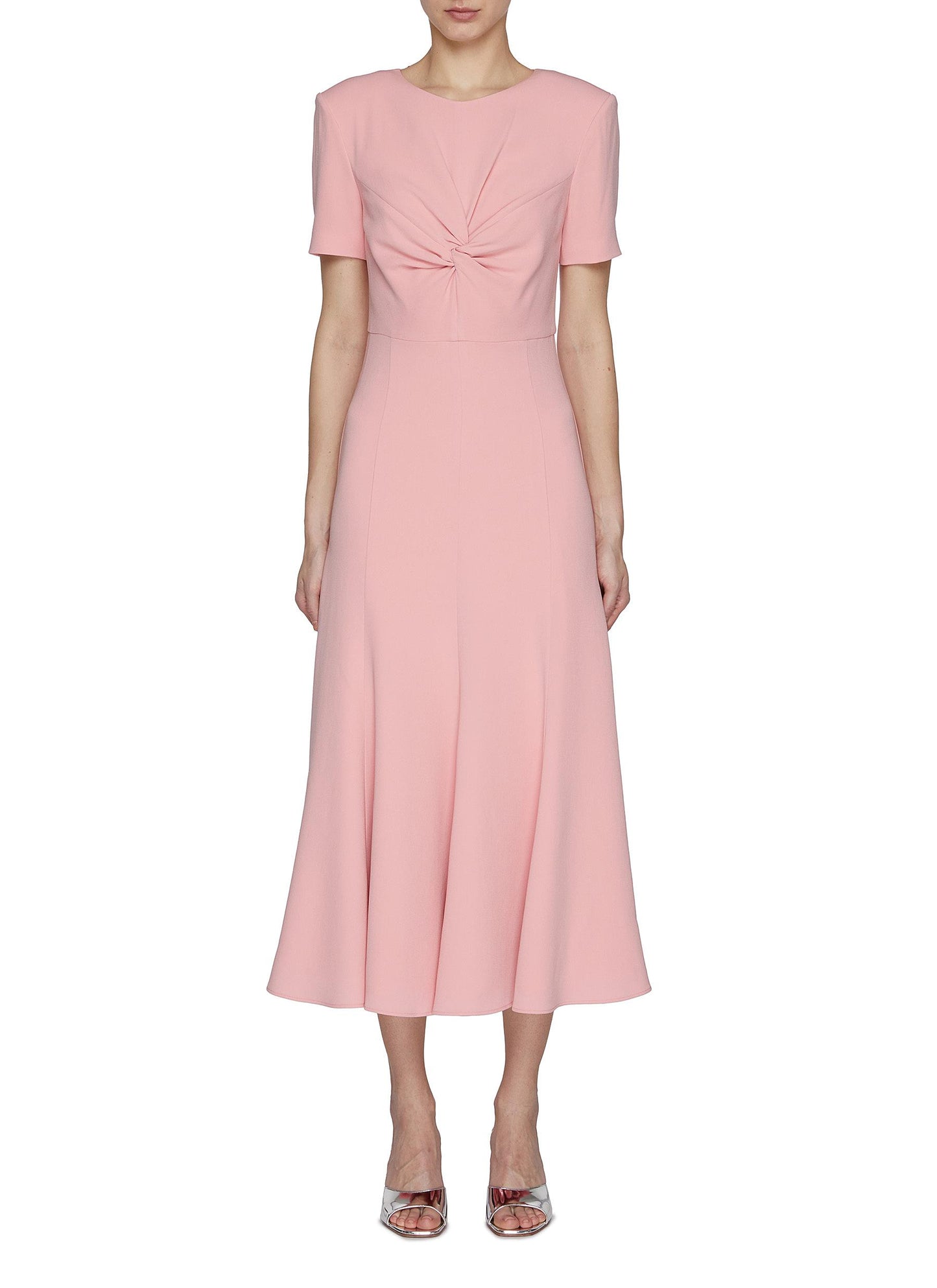 RM Short Sleeve Light Cady Midi Dress Twist Light Pink