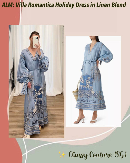 ALM Villa Romantica Holiday Linen-viscose Midi Dress