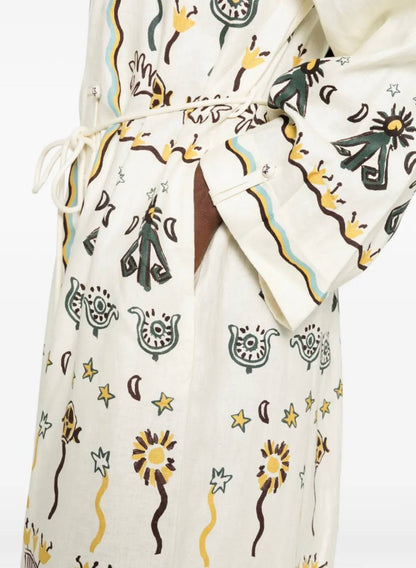 ALM Sun Dancer Linen Shirtdress Midi Dress