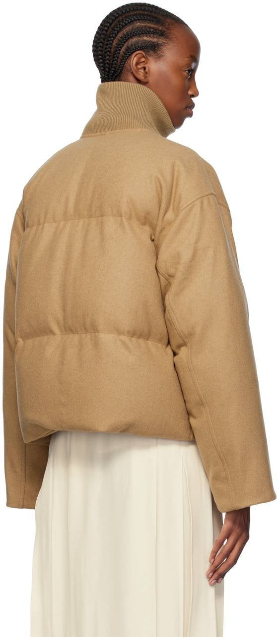 TOT Funnel Neck Down-filled Flannel-Wool Parka Puffer Jacket