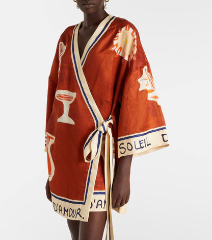 ALM Soleil D'Amour Hemp-silk Wrap Mini Dress / Long Top