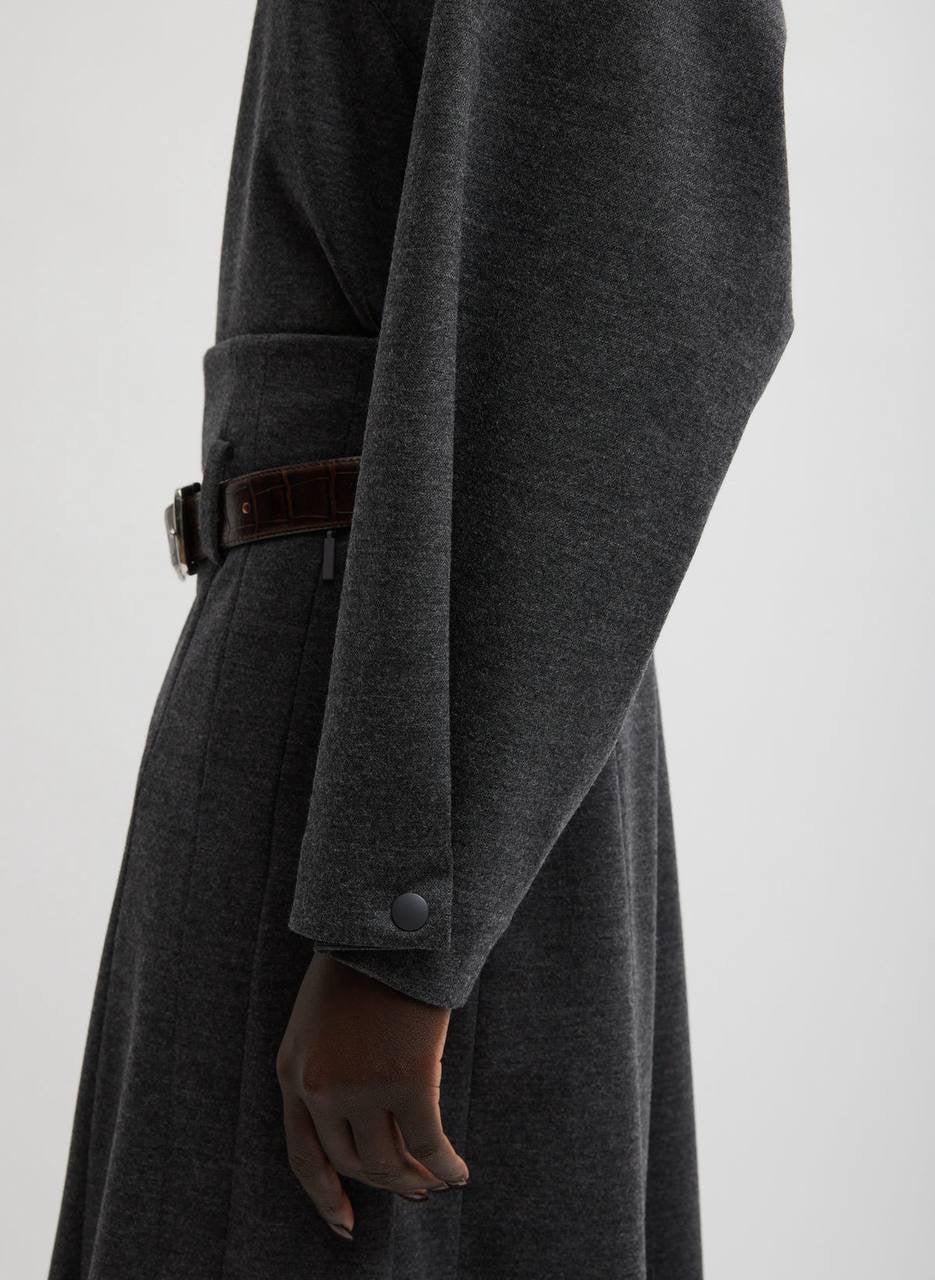 TB Melange Jersey U-Neck Top Sweater | Tucked Panel Midi Skirt | Wool-Blend Set