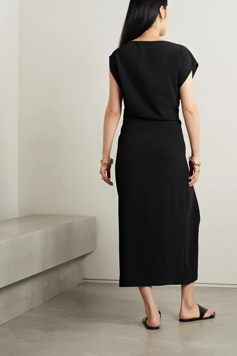 TR Blathine Asymmetric Crepe Midi Dress