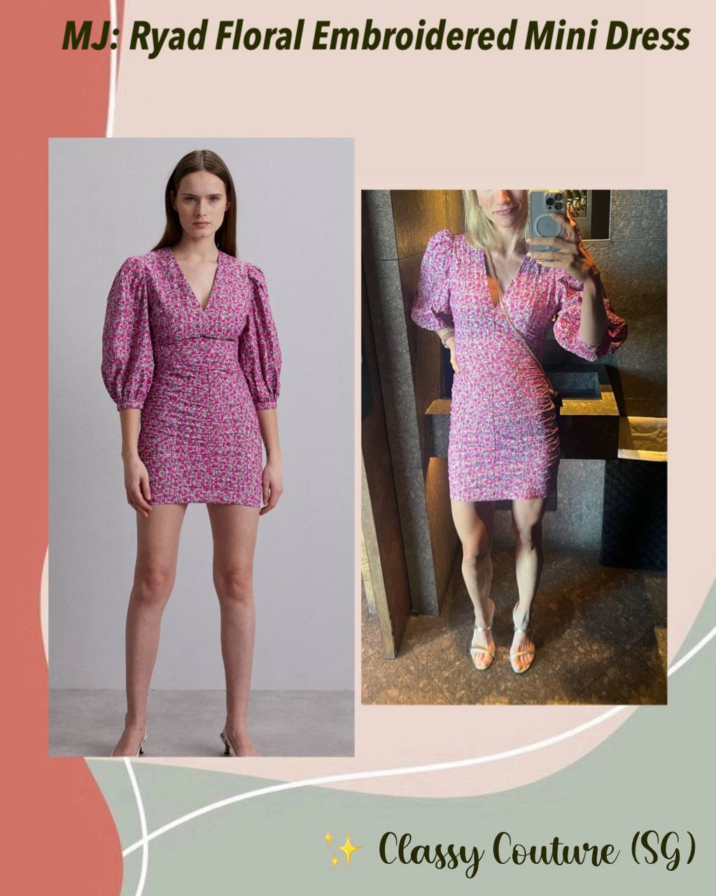 MJ Ryad Floral Embroidered Mini Dress