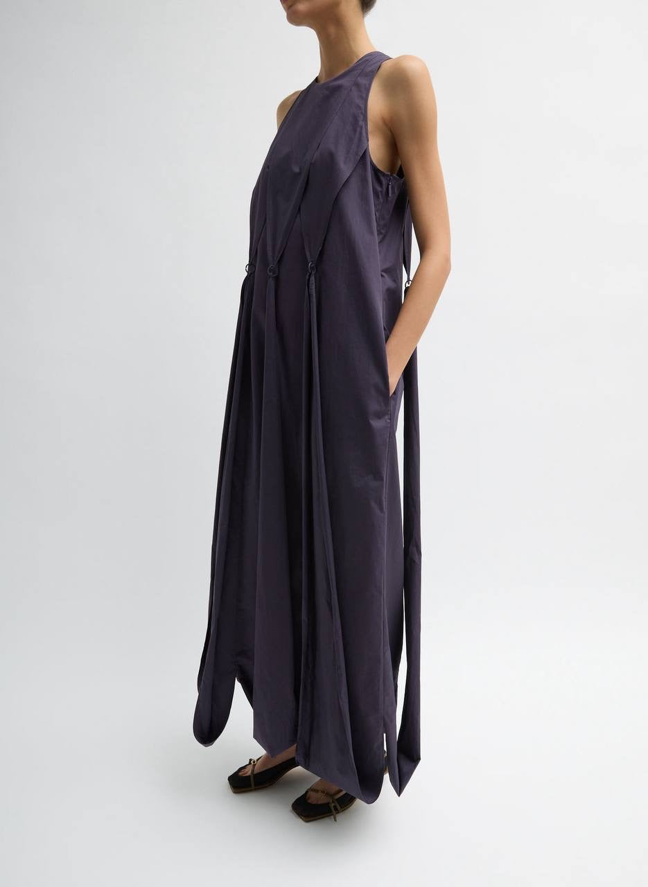 TB Eco Poplin Halter Paneled Midi Dress