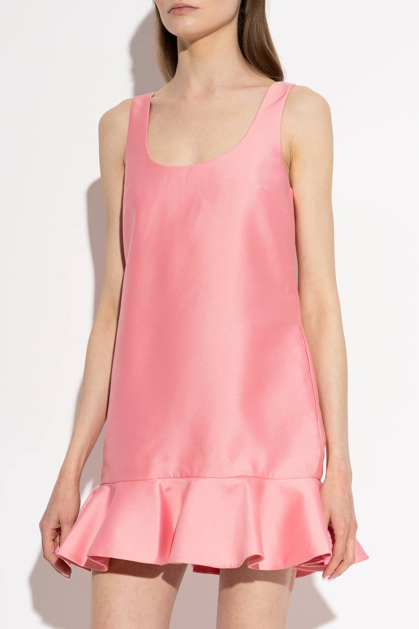 SP Pink Taffeta Ruffle Hem Shift Mini Dress