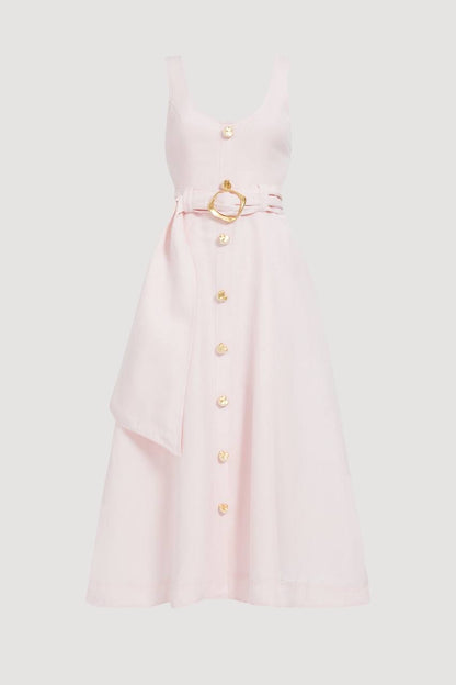 AJ Leonie Linen-blend Midi Dress