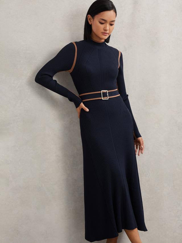 RS Ella Colour Block Jumper Belted Midi Dress