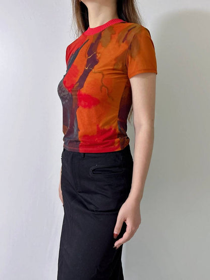 STL Libertine Fitted Tee Sheer Mesh Shirt