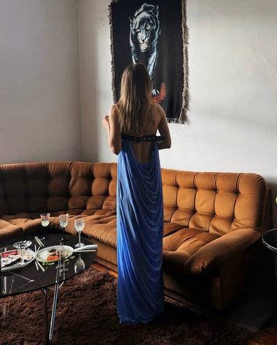 RB Antonie Cowl-Back Buckle Maxi Dress