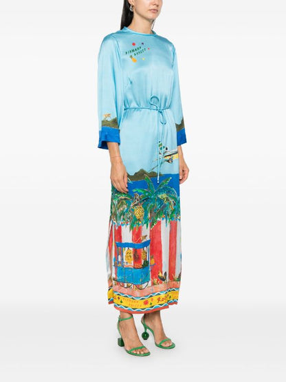 ALM All Aboard Long Sleeve Silk Midi Maxi Dress