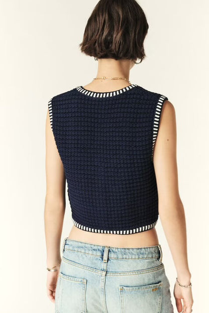 BA Gustave Sleeveless Cotton-blend Knit Cropped Vest