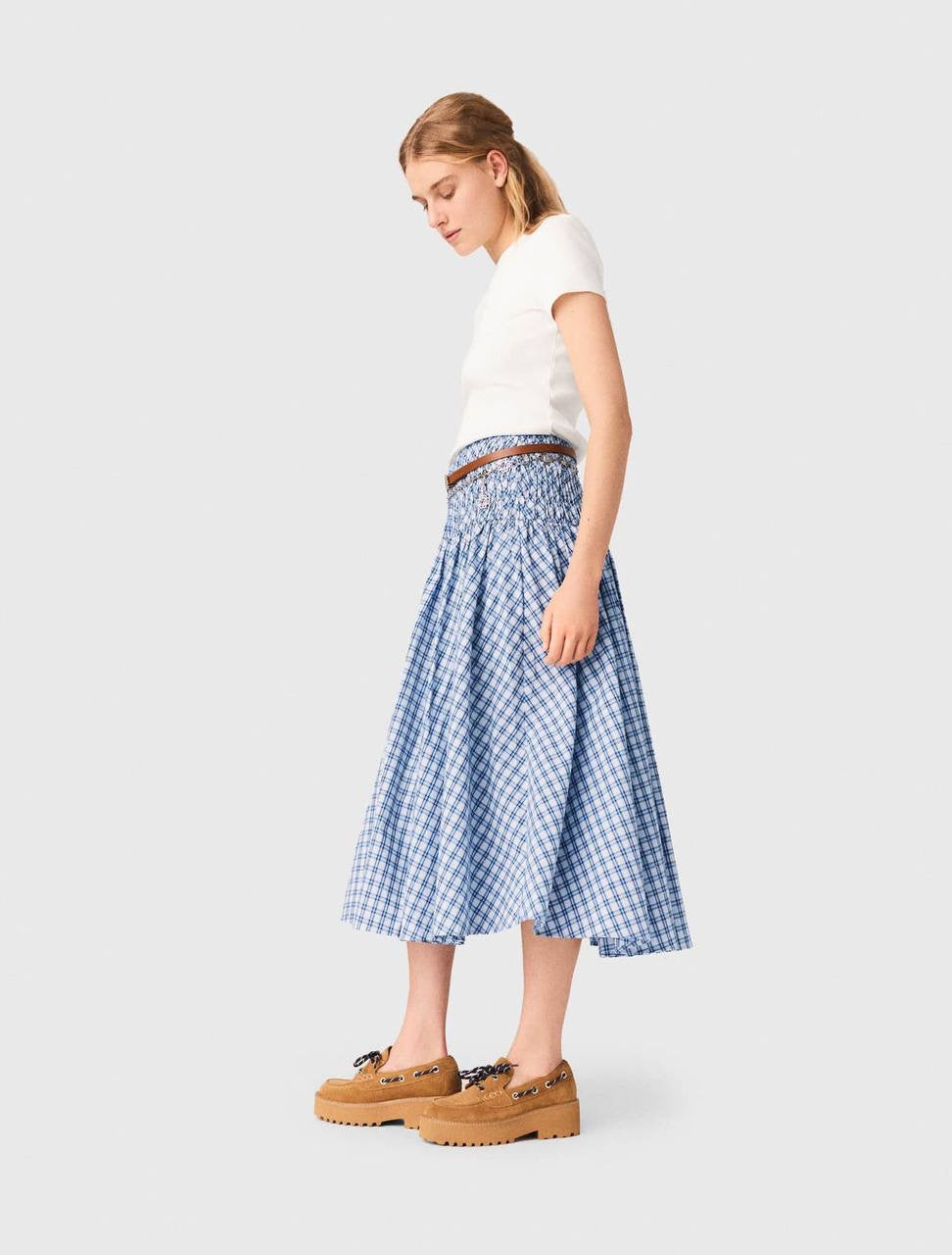 MJ Lunamimi Smocked Crop Top | Jomimi Midi Skirt | Rhinestone-embellished Gingham Cotton Set