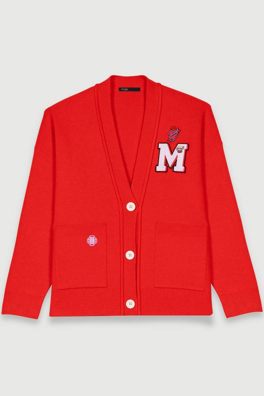 Micollege Patched Stretch-Knit Cardigan