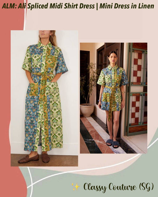 ALM Ali Spliced Linen Midi Dress ShirtDress | Mini Dress