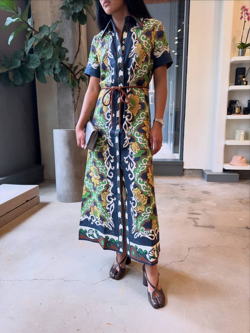ALM Liana Linen Midi Dress Shirtdress