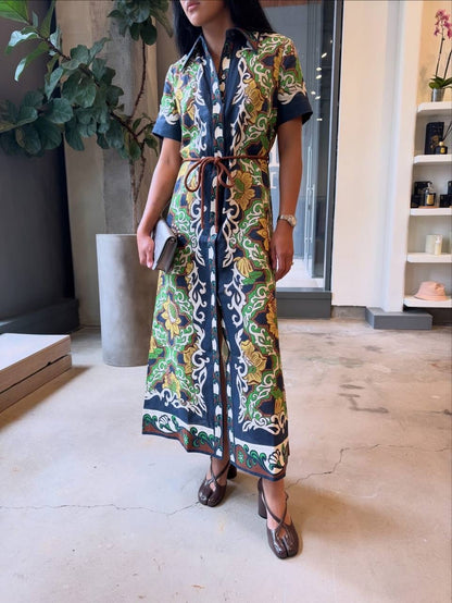 ALM Liana Linen Midi Dress Shirtdress