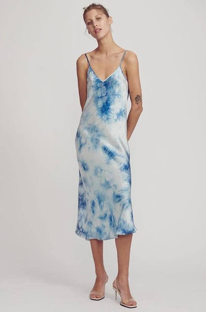 SL 90s Slip Silk Dress in Chinese Tie Dye