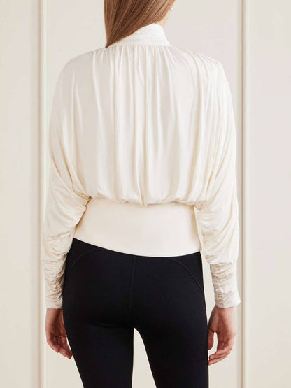 SP Tie-Detailed Stretch Jersey Blouse