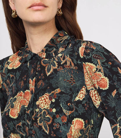 UJ Simona Silk Printed Long Sleeve Mini Dress