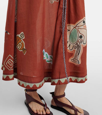 ALM + LNCE Printed Ramie and Cotton-Blend Midi Dress