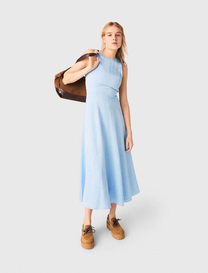 MJ Blue Sky Open-Back Viscose Midi Maxi Dress