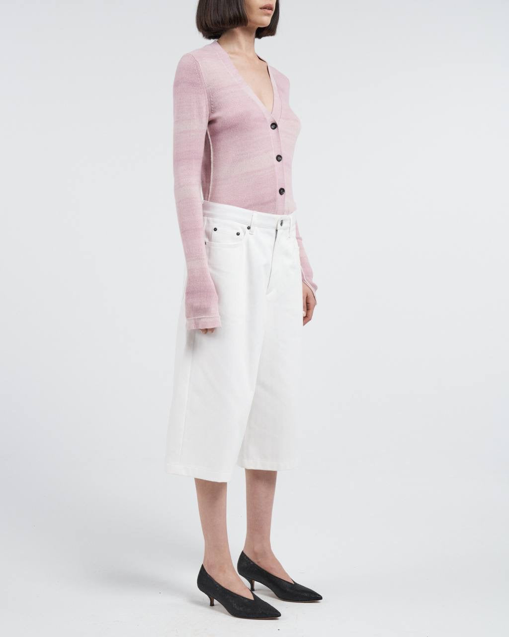 MM Space Dye Stripe Slim-Fit Featherweight Cashmere-Organic Cotton Cardigan