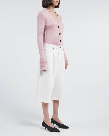 MM Space Dye Stripe Slim-Fit Featherweight Cashmere-Organic Cotton Cardigan