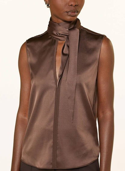 DS SENSE OF SHINE Sleeveless Silk Blouse Scarf Top