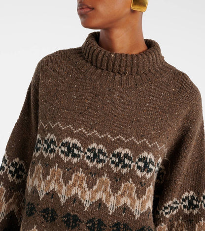 ATZ Cecie Fair Isle Wool-Blend Mock Neck Sweater Pullover