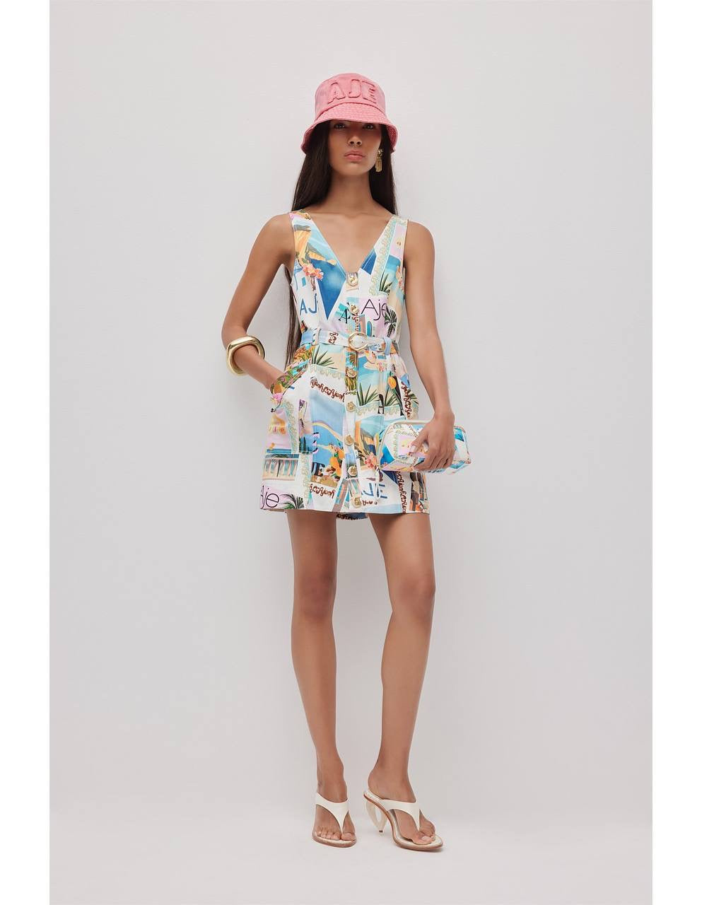 AJ Ambie Linen-blend Mini Dress