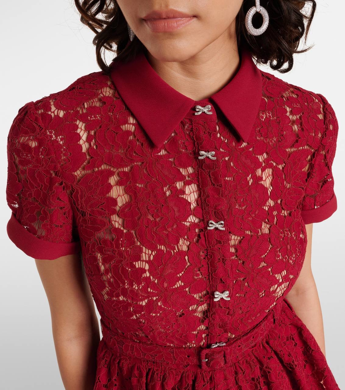 SP White & Red Lace Peplum Midi Dress