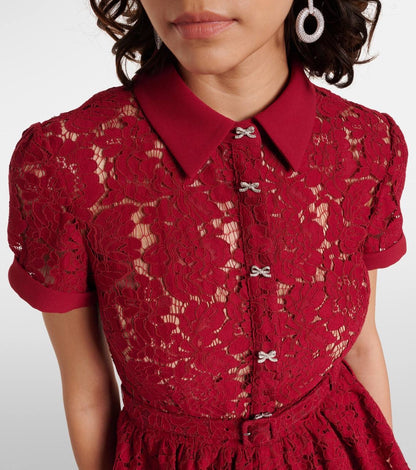 SP White & Red Lace Peplum Midi Dress