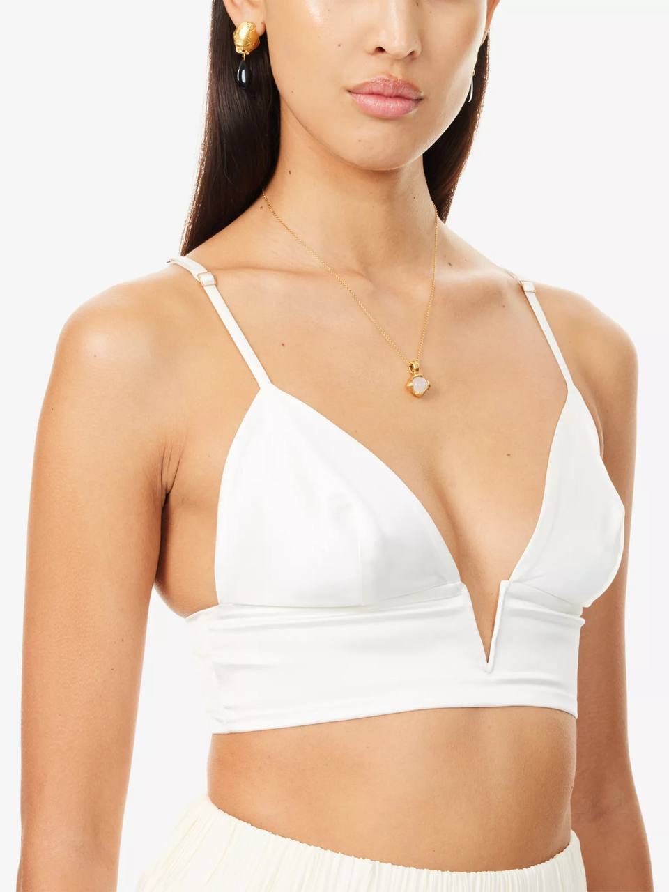 LV Cigale Plunge Triangle Silk-Blend Bralette Bra