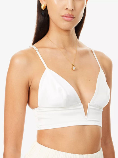 LV Cigale Plunge Triangle Silk-Blend Bralette Bra