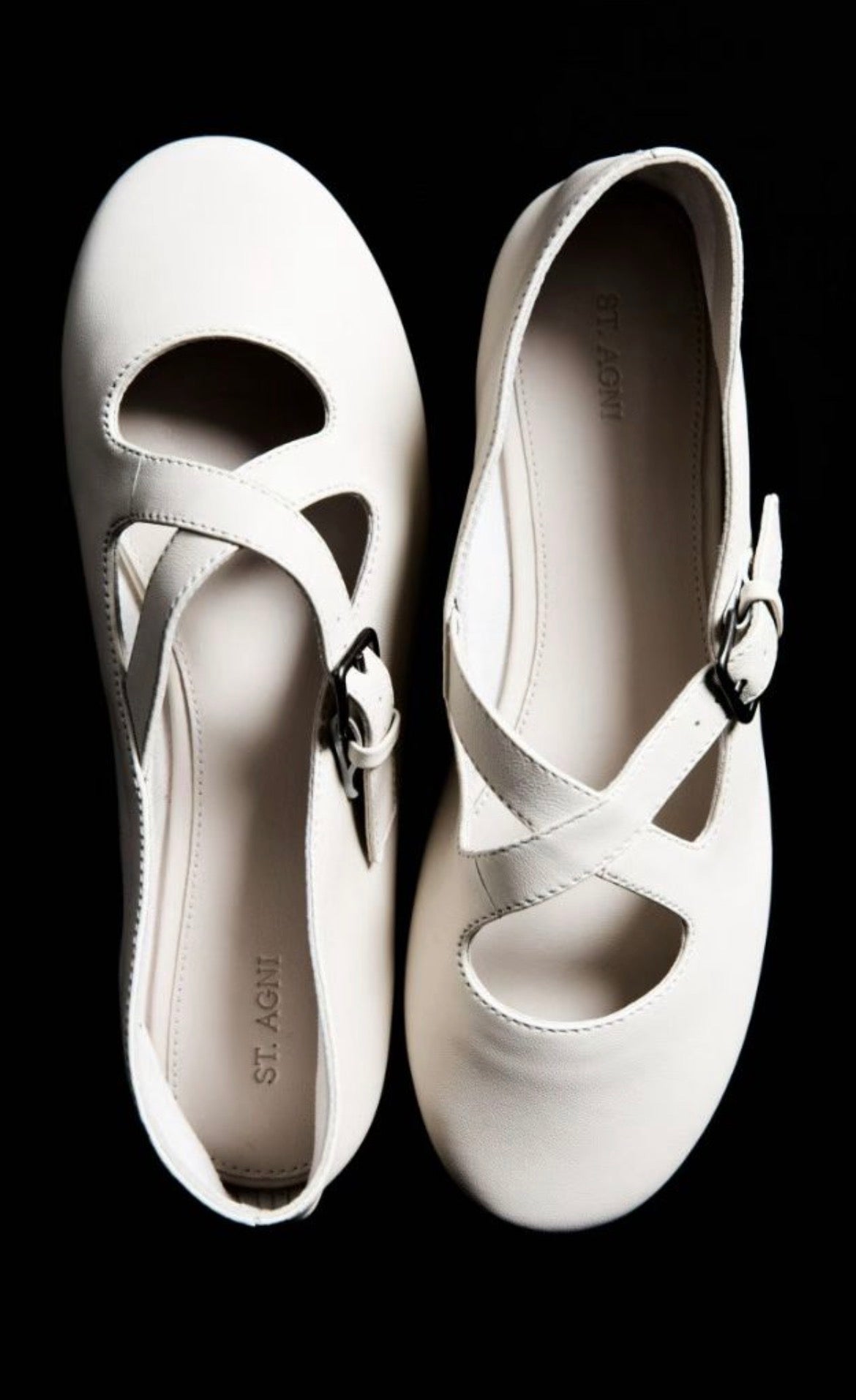 SA Lambskin Leather Ballerina Flat Shoes with Crisscross Strap