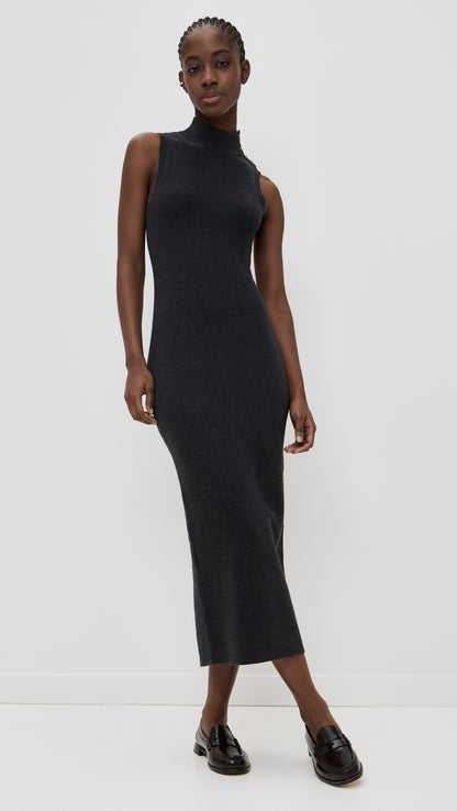 JK Celia Cotton-cashmere blend Sweater Sleeveless Midi Dress in Charcoal