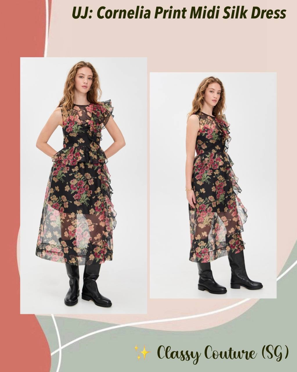 SE Cornelia Print Silk Organza Midi Dress