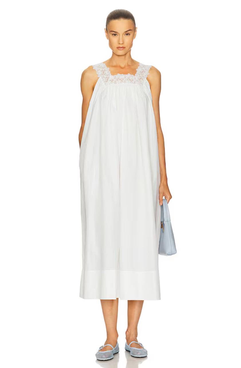 HS Sleeveless Tech Poplin Midi Dress with Lace