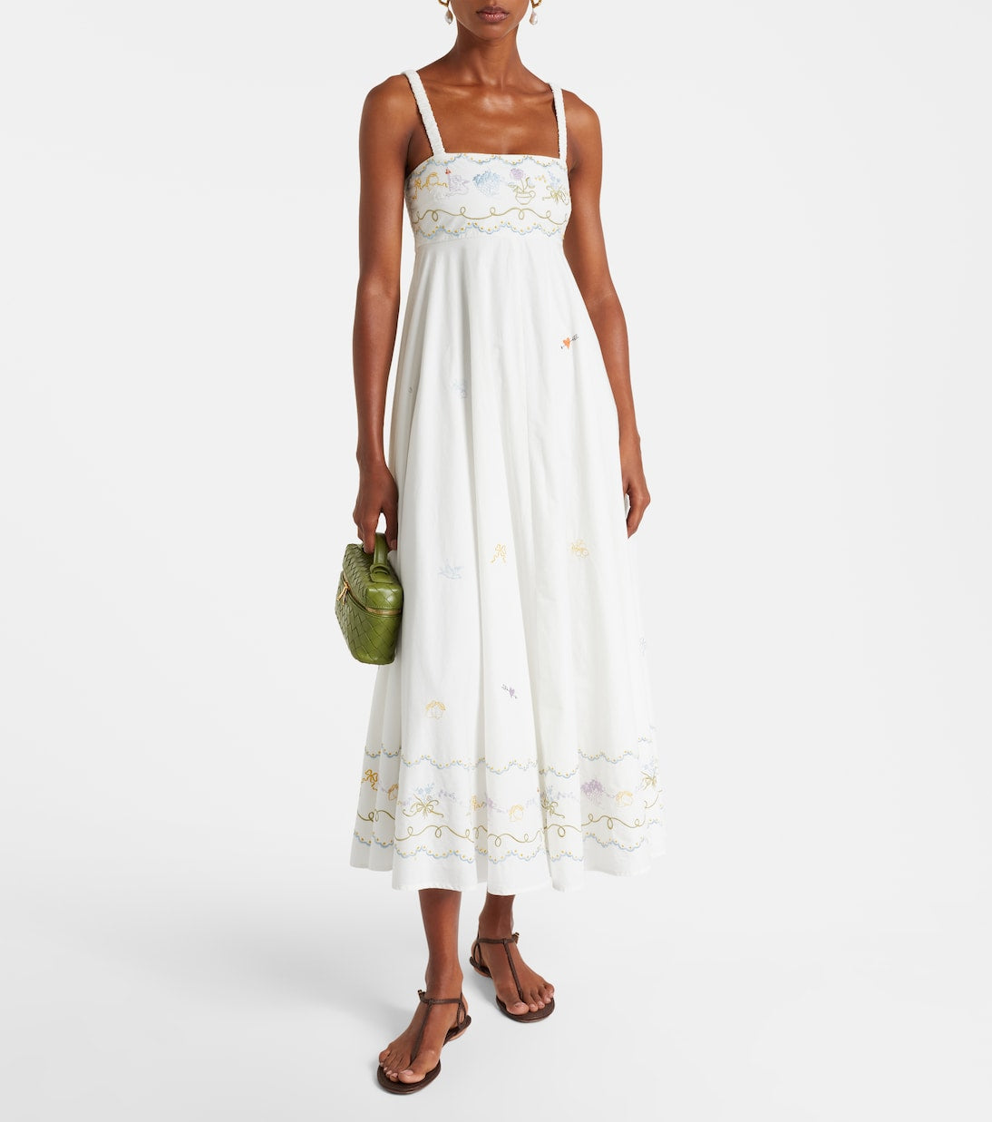 ALM Giulia Cotton Embroidered Midi Dress Sundress