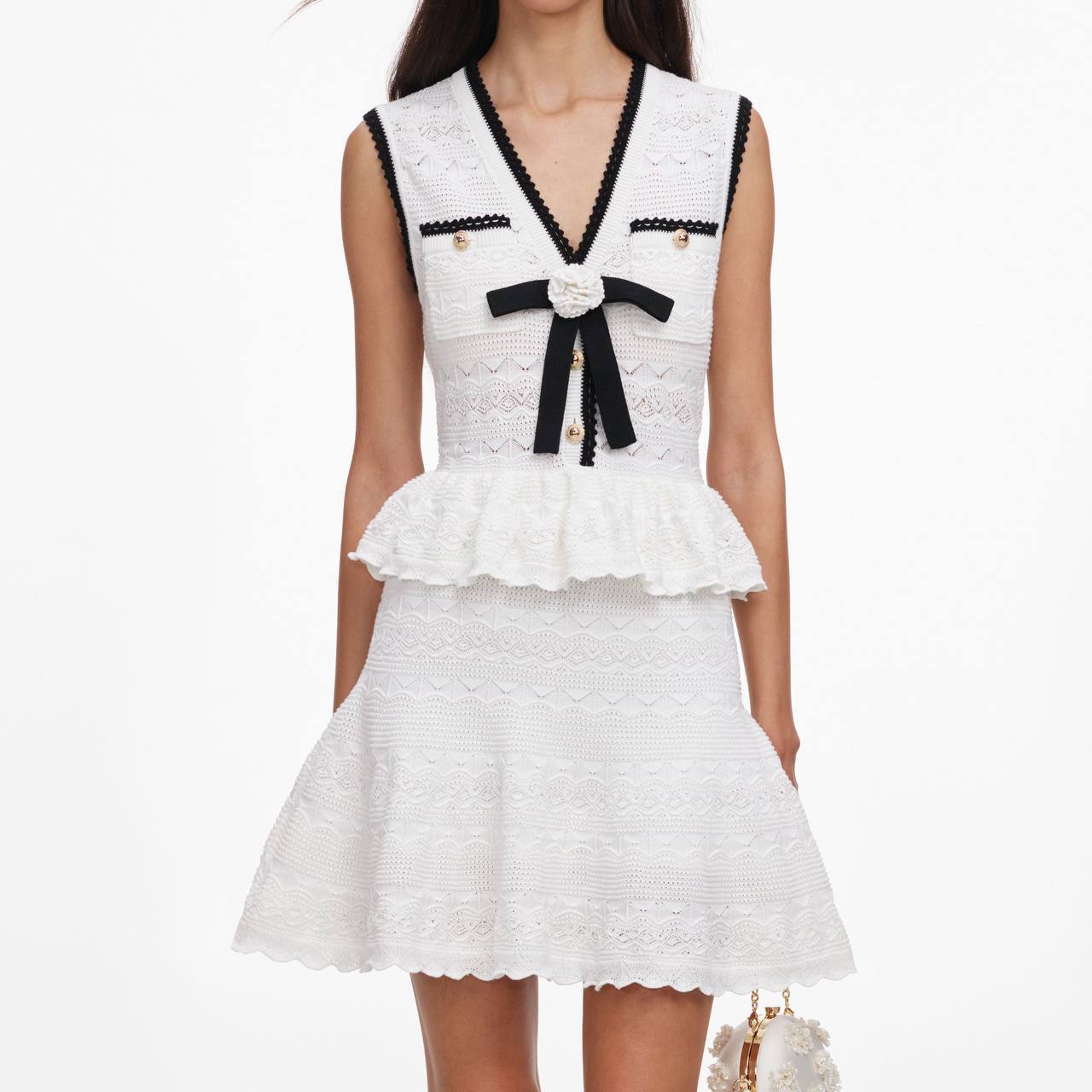 SP Peplum Pointelle Knit Mini Dress