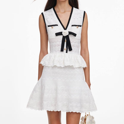 SP Peplum Pointelle Knit Mini Dress