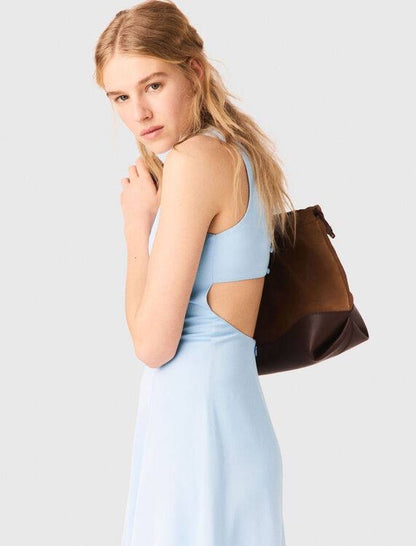 MJ Blue Sky Open-Back Viscose Midi Maxi Dress