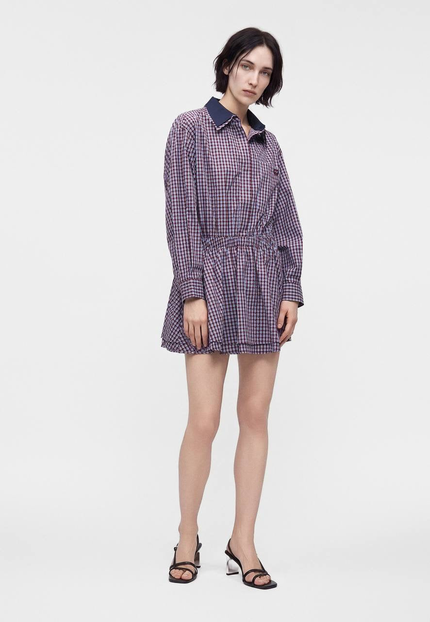 MJ Ritilona Rhinestone Checked Mini Dress