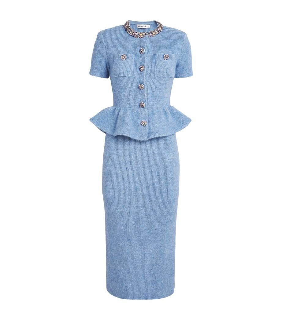 SP Blue Knitted Peplum Midi Dress