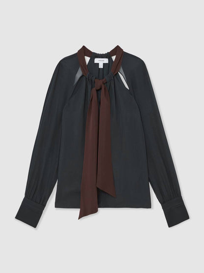 RS Jasmine Tie-Neck Cut-Out Blouse