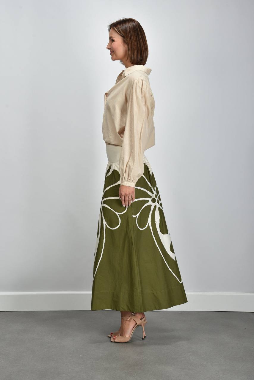 FR Palermo Botanical Cotton Midi Skirt