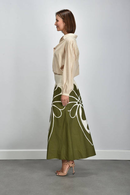 FR Palermo Botanical Cotton Midi Skirt